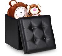 Casaria® Tabouret Cube avec Espace de Rangement Noir Petit Pouf Pliable 38 x 38 x 38 cm Coffre de Rangement Repose-Pied Coffre à Jouet Salon Chambre