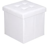 Casaria® Tabouret Cube avec Espace de Rangement Blanc Petit Pouf Pliable 38 x 38 x 38 cm Coffre de Rangement Repose-Pied Coffre à Jouet Salon Chambre