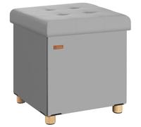 CASARIA® Tabouret cube en velours gris espace de rangement Pouf 40 x 40 x 40 cm Coffre de rangement Repose-pied siège