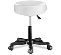 Casaria® Tabouret de Bureau Blanc pivotant 360° Hauteur réglable 46-60 cm avec roulettes siège Rembourrage 10 cm