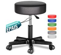 Casaria® Tabouret de Bureau Noir pivotant 360° Hauteur réglable 46-60 cm avec roulettes siège Rembourrage 10 cm