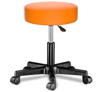 Casaria® Tabouret de Bureau Orange pivotant 360° Hauteur réglable 46-60 cm avec roulettes siège Rembourrage 10 cm