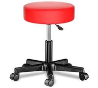 Casaria® Tabouret de Bureau Rouge pivotant 360° Hauteur réglable 46-60 cm avec roulettes siège Rembourrage 10 cm