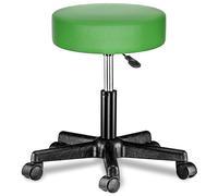 CASARIA® Tabouret de bureau vert pivotant 360° hauteur réglable 46-60 cm avec roulettes siège rembourrage 10 cm