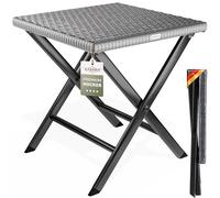 Casaria® Tabouret pliant en polyrotin - Charge maximale : 75 kg - 44 x 40 x 44 cm - Pliable - Léger - Portable - Résistant aux intempéries - Pour jardin, terrasse, balcon, camping - Anthracite