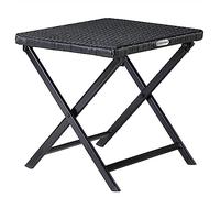 Casaria Tabouret Pliant en polyrotin Noir 44x40x44cm Table Pliable Polyvalente Repose-Pieds Balcon Camping Table d'appoint