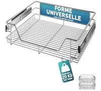 Casaria Tiroir télescopique 2x 60 cm | Tiroir rangement pour armoire cuisine tiroir de cuisine métal tiroir coulissant glissières en métal, épices, casseroles