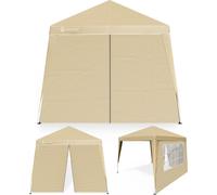 CASARIA® Tonnelle de jardin 3x3m pliante POP-UP 2x parois latérales protection UV 50+ sac tente pliable imperméable pavillon festival fête Capri beige