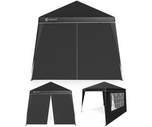 CASARIA® Tonnelle de jardin 3x3m pliante POP-UP 2x parois latérales protection UV 50+ sac tente pliable imperméable pavillon festival fête Capri noir