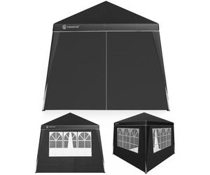 CASARIA® Tonnelle de jardin 3x3m pliante POP-UP 4x parois latérales protection UV 50+ sac tente pliable imperméable pavillon festival fête Capri noir