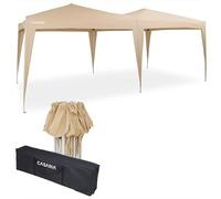 Tonnelle de Jardin 3x6m Pop-Up pavillon Pliable crème réglable en Hauteur Sac Transport ancrages Cordes Camping Jardin extérieur