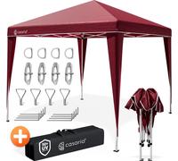 CASARIA® Tonnelle de jardin pliable Capri 3x3m Pop-Up protection UV 50+ imperméable sac camping pavillon de jardin tente réception tente pliante rouge