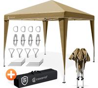 CASARIA® Tonnelle de jardin pliable Capri 3x3m Pop-Up protection UV 50+ imperméable sac camping pavillon de jardin tente réception tente pliante beige