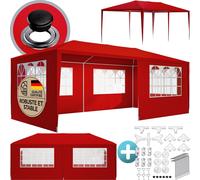 CASARIA® Tonnelle de jardin Rimini rouge 3x6m avec toile hydrofuge 6 parois latérales Barnum Tente de réception fête extérieur