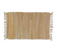 Casatessile Tapis Multi-usages à Franges PEZZOTTO Salle de Bains, Cuisine, Chambre à Coucher, Tapis de Sol en Duvet - Beige, 120 cm.