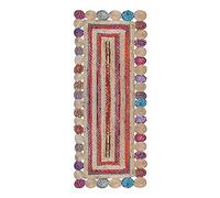 CASAVANI Chindi - Tapis de couloir festonné en jute et coton 61 x 243 cm, motif Cape Code multicolore, tapis tressé épais de 0,7 cm, tapis de couloir à tissage plat pour intérieur et extérieur,