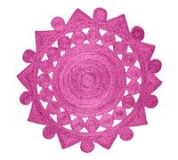 CASAVANI Tapis rond en jute tressé rose de 0,9 m pour intérieur et extérieur, tapis à tissage plat, tapis à tissage plat, pour chambre à coucher, chevet, salle à manger, cuisine et tapis de yoga