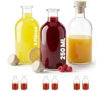 casavetro 6 Mini Petite Bouteille Verre 250ml - Rhum Arrangé Fiole 25cl - Liqueur Cadeau - Huile Vinaigre - Hermétique Vide Bouchon Transparente