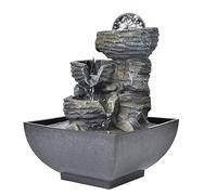 Cascade de Fontaine D'intérieur avec éclairage, Belle Fontaine de Table D'intérieur, Humidificateur de Salle, Fontaine d'eau, Décoration de Salon, pour la (Prise UE 220)