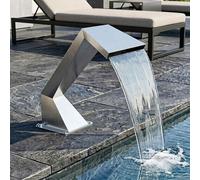 Cascade d'eau pour piscine avec LED RGB, en acier inoxydable, idéale pour les piscines et les étangs, avec télécommande, distribution uniforme de l'eau. Dimensions : 63,5 x 29 x 51 cm. Parfaite pour l