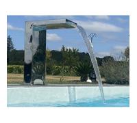 Cascade Inox Fontaine Piscine Bassin Modèle Demi Cube Hauteur 70cm