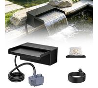 Cascade pour bassin, 20 cm, en acier inoxydable, pompe 2500 l/h, tuyau de 3 mètres