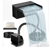 Cascade pour bassin de jardin avec filtre - Acier inoxydable 20 cm, Pompe 40 W 2500 L/H - Déco pour terrasse, mur d'eau, bassin koï