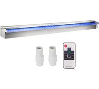 Cascade pour piscine, en acier inoxydable, avec éclairage LED et télécommande, dimensions : 90 x 11,5 x 8 cm