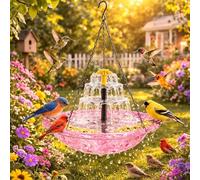 Cascade Solaire Fontaine Suspendue Bain Oiseaux, Abreuvoir De Jardin Extérieur avec Pompe À Eau Autonome, Bol Et Chaîne, pour Colibris, Cour Et Patio (B)