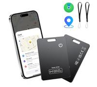 CASCHO Lot de 2 Wallet Tracker Carte | Certifié MFi,Air Smart Traceur Tag Compatible avec Apple Localiser (iOS Uniquement),Carte Localisateur d'Objets Rechargeable pour Portefeuille,Valise,Sac,Noir