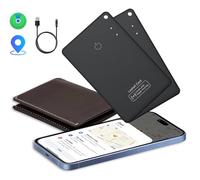 CASCHO Wallet Tracker Card Lot de 2, Rechargeable Air Traceur Tag Carte Compatible avec Apple Localiser (iOS Uniquement), Étanche IP68, Localisateur D’Objets pour Portefeuille/Bagages/Sac/Clés, Noir