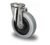 CASCOO CASCOO Roulette pivotante à trou central ø 125 mm Série R4E2 Roulement à billes Inox Quantité:1