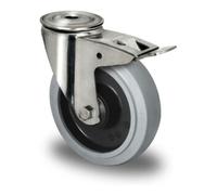 CASCOO CASCOO Roulette pivotante à trou central avec frein total ø 200 mm série R4E2 roulement à billes inox Quantité:1