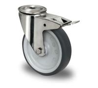 CASCOO CASCOO Roulette pivotante à trou central avec frein total ø 80 mm série P2W2 palier lisse inox Quantité:1