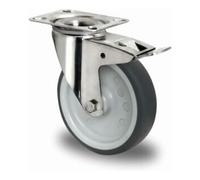 CASCOO CASCOO Roulette pivotante avec frein total ø 125 mm série P2W2 palier lisse inox Quantité:1
