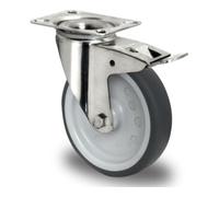 CASCOO CASCOO Roulette pivotante avec frein total ø 80 mm série P2W2 palier lisse inox Quantité:1