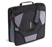 Case-it D-186 Classeur à fermeture éclair avec languette zippée, 4 anneaux en D de 10,2 cm, 5 pochettes, capacité de 800 feuilles, avec bandoulière, noir de jais