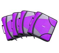 Case-it Lot de 6 classeurs à fermeture éclair avec languette zippée - Anneaux en D de 10,2 cm - 5 poches - Capacité de 800 feuilles - Livré avec bandoulière - Violet foncé D-186