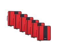 Case-It The Classic Lot de 6 classeurs à fermeture éclair - Anneaux toriques de 5,1 cm - Plusieurs poches - Capacité de 800 feuilles - Livré avec bandoulière - Rouge camion de pompiers D-251