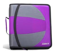Case-it The Dual Classeur à fermeture éclair 2 en 1 - Deux anneaux en D de 3,8 cm - Comprend une trousse à crayons - Plusieurs poches - Capacité de 600 feuilles - Livré avec bandoulière - Violet foncé