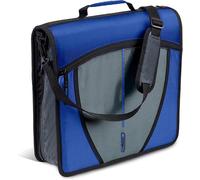Case-it The Mighty D-146 Classeur à fermeture éclair avec anneaux toriques de 7,6 cm - 5 couleurs - Plusieurs poches - Capacité de 600 feuilles - Livré avec bandoulière - Bleu D-146