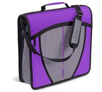 Case-it The Mighty D-146 Classeur à fermeture éclair avec anneaux toriques de 7,6 cm - 5 couleurs - Plusieurs poches - Capacité de 600 feuilles - Livré avec bandoulière - Violet foncé D-146