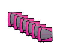Case-it The Mighty D-146 Lot de 6 Classeurs à fermeture éclair et intercalaires, anneaux de 7,6 cm, 5 couleurs, plusieurs poches, capacité de 600 feuilles, bandoulière, Magenta