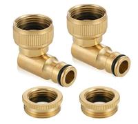 Casenly Connecteur de Robinet en Laiton Jardin 2PCS Raccords de Robinet Coudés en Laiton 1/2 et 3/4" Filetage Femelle Angle 90°, Connecteur de Tuyau Rotatif à 360°, Adaptateur de Robinet Fileté d'eau
