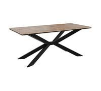 Casey - table à manger - plateau effet bois - pieds en métal - 4 à 8 personnes - Bois / Noir