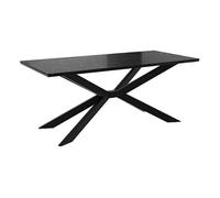 Casey - table à manger - plateau effet marbre - pieds en métal - 4 à 8 personnes - Noir
