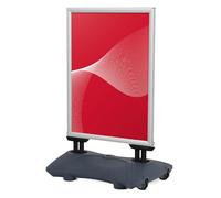 CASHDISPLAY Présentoir publicitaire extérieur avec base rechargeable et roues | Support pour affiche avec cadre d'ouverture click | Idéal pour la publicité dans les rues et les commerces | A1 | Gris