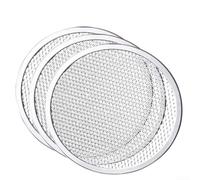 CashMuch Grille à pizza ronde en aluminium 33 cm Argenté | Construction en aluminium épais, haute résistance à la chaleur, longue durée de vie, 33 cm de diamètre, lot de 3