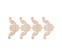 CashMuch Lot de 4 appliques d'angle en bois sculpté pour moulures de meubles, décoration d'intérieur, mur, porte, armoire, motif élégant, beige, 4 x 4 cm à 20 x 20 cm (10 x 10 cm)