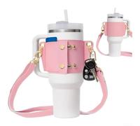 CashMuch Porte-bouteille isotherme avec sangle réglable - Sac à bandoulière pour gobelets de 887 à 1 200 ml avec poche pour téléphone pour l'extérieur, Blanc, kaki, noir, rose, Pink, Élégant